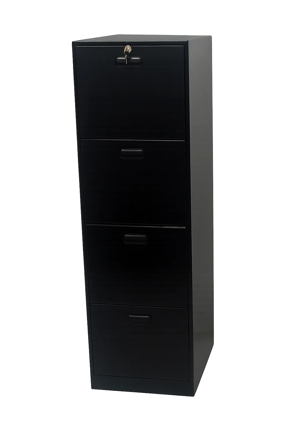 Archivador negro vertical de 4 gavetas para oficina