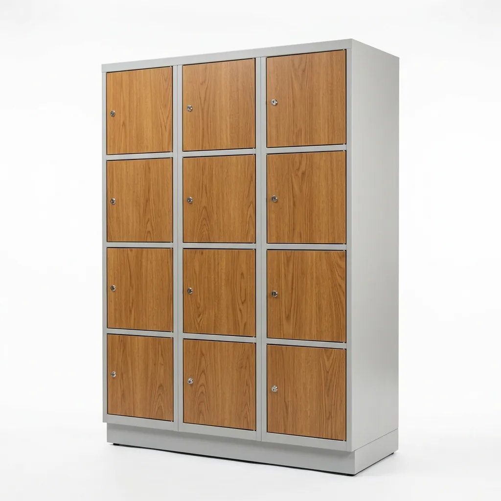 Locker de 12 puestos con puerta en madera