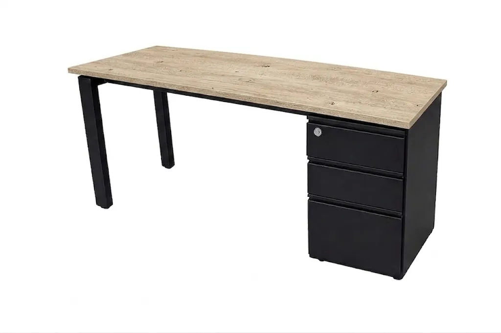 Puesto de trabajo recto con cajonera metálica